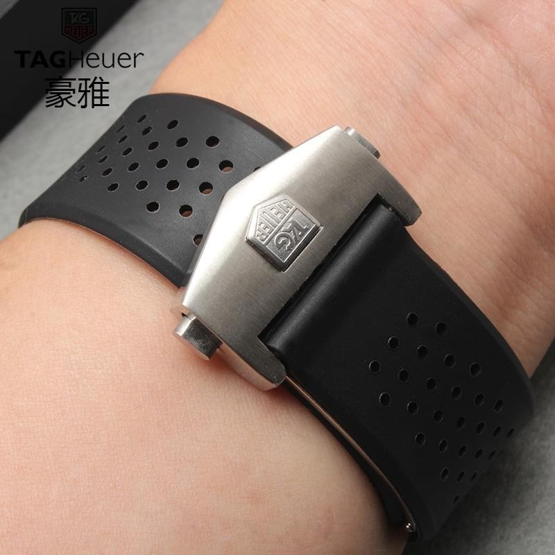【高品質】豪雅矽膠手錶帶原裝男士TAG Heuer泰格卡萊拉橡膠錶帶22 24mm透氣 配工具