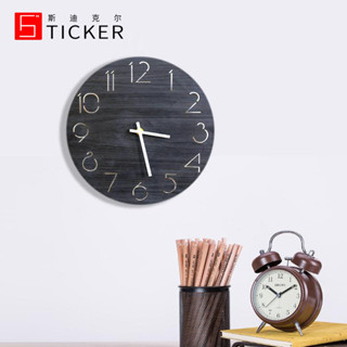 AFwall clock鐘錶北歐創意簡約時鐘實木木製鏤空雕刻靜音客廳掛鐘