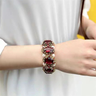 中世紀復古個性化水晶寶石珍珠手鍊手鍊女士、日本、時尚時尚手鍊配飾潮流