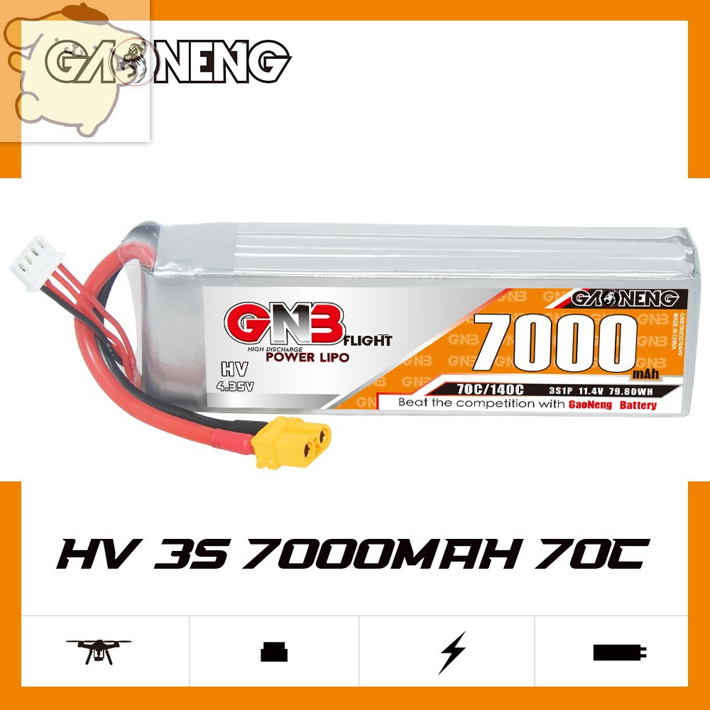 高達 GNB 高能 3S HV 11.4V 70C 7000mAh 高效能高cp值軟式包裝電池