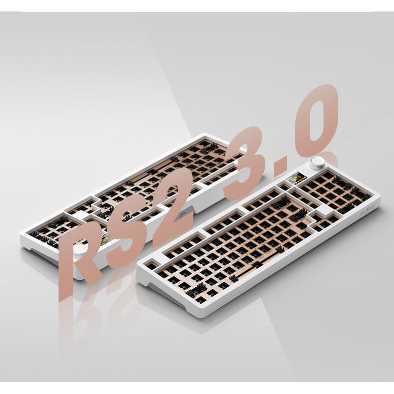 賤驢RS2 3.0機械鍵盤套件 gasket熱插拔 高顏值復古鍵盤套件 diy客製化套件 帶顯示屏 G0VG