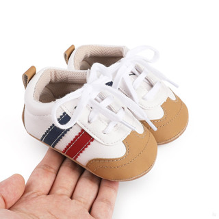 經典條紋鞋新生嬰兒運動鞋嬰幼兒 Sapatos Pu 皮革軟底休閒鞋 0-12 M