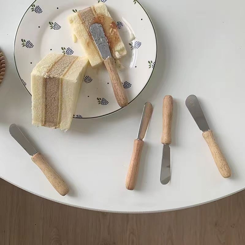 黃油刀 果醬刀 抹黃油刀 純實木圓柱木柄 餐廳用具 家用烘焙 拍照道具