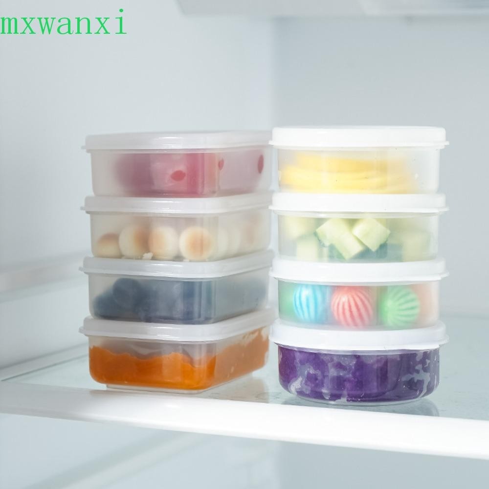 MXWANXI食物儲存盒,圓形/矩形塑料迷你食品保鮮盒,保鮮盒密封帶蓋大米分包裝盒冰箱
