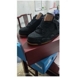 準備庫存Air Jordan 4復古黑色/藍色/白色牛仔褲aj4籃球鞋