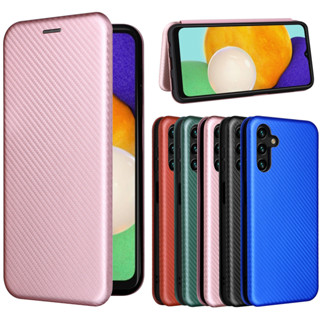 適用Samsung 三星A13 5G手機套GalaxyA13 5G磁扣插卡翻蓋耐臟耐磨碳纖維商務皮套素面書本式手機殼