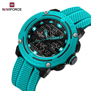 Naviforce 男士運動石英手錶雙顯示電子數字 5ATM 防水軍用防震時鐘