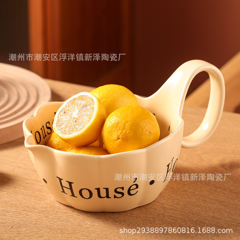 家用陶瓷攪拌碗加大號打蛋碗引流嘴和麵盆烘焙碗料理碗餡料碗