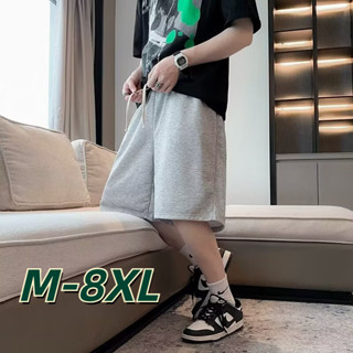 🔥48H出貨 M-8XL華夫格 冰絲短褲 男夏季 加肥 加大碼 寬鬆直筒休閒五分褲 潮流運動中褲 休閒褲