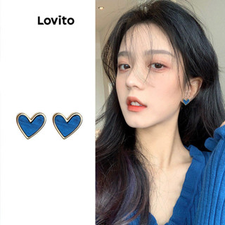 Lovito 女士優雅 心形 心型耳環 LFA26353
