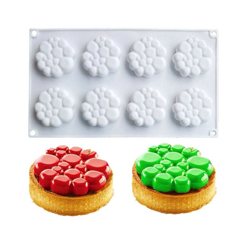 8腔雲泡泡塔蛋糕慕斯蛋糕模具法式甜點矽膠模具烘焙diy蛋糕裝飾模具布丁巧克力模具