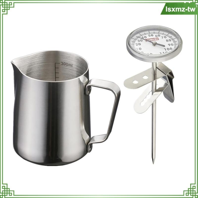 [LsxmzTW] 350ml不銹鋼咖啡牛奶壺秤+溫度計