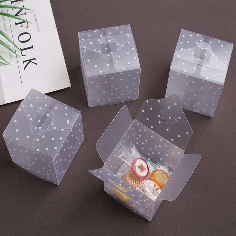 [現貨]磨砂小圓點pvc禮物盒半透明婚慶party糖果餅乾塑膠禮品包裝盒小號
