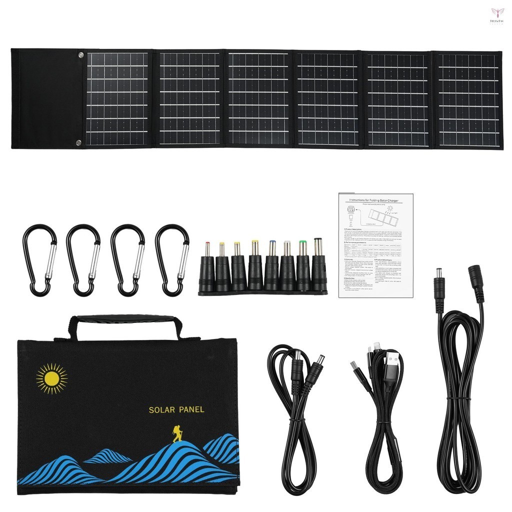 6 折 50W 太陽能電池板折疊袋雙 USB+DC 輸出太陽能充電器便攜式可折疊太陽能充電設備戶外便攜式電源戶外徒步登山