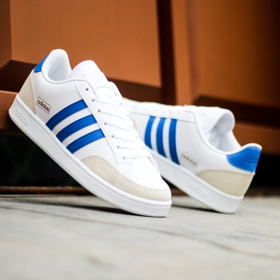 愛迪達 阿迪達斯 Grand Court 白色藍色 adidas 3 Line 鞋 FREE BOX 藍色