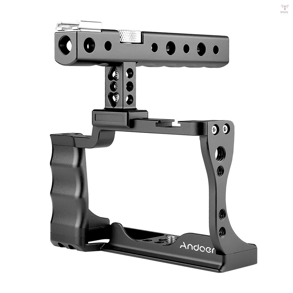 ANDOER 安多爾相機籠 + 頂部手柄套件鋁合金帶冷靴支架兼容佳能 EOS M50 數碼單反相機