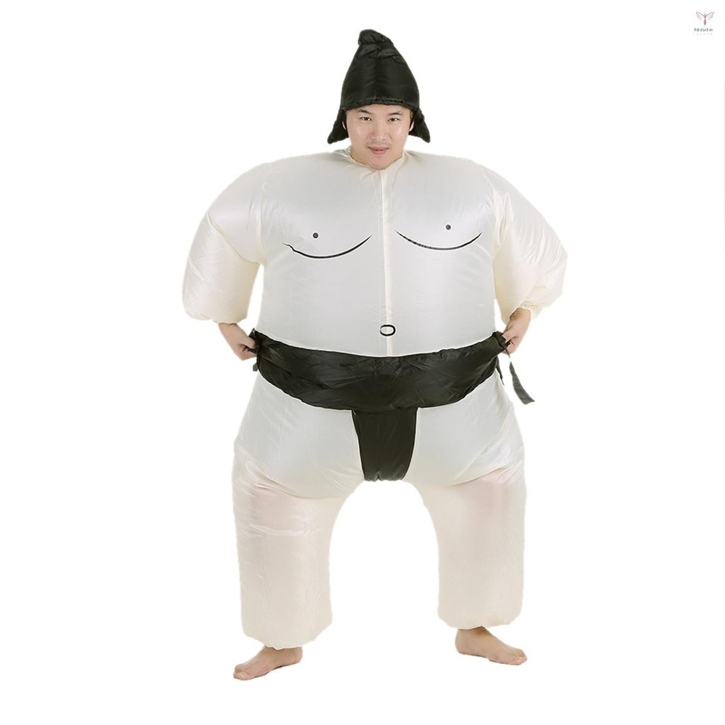 Uurig)dedeceal 可愛成人充氣相撲服裝套裝帶氣動風扇化裝萬聖節派對角色扮演服裝胖充氣摔跤手服裝
