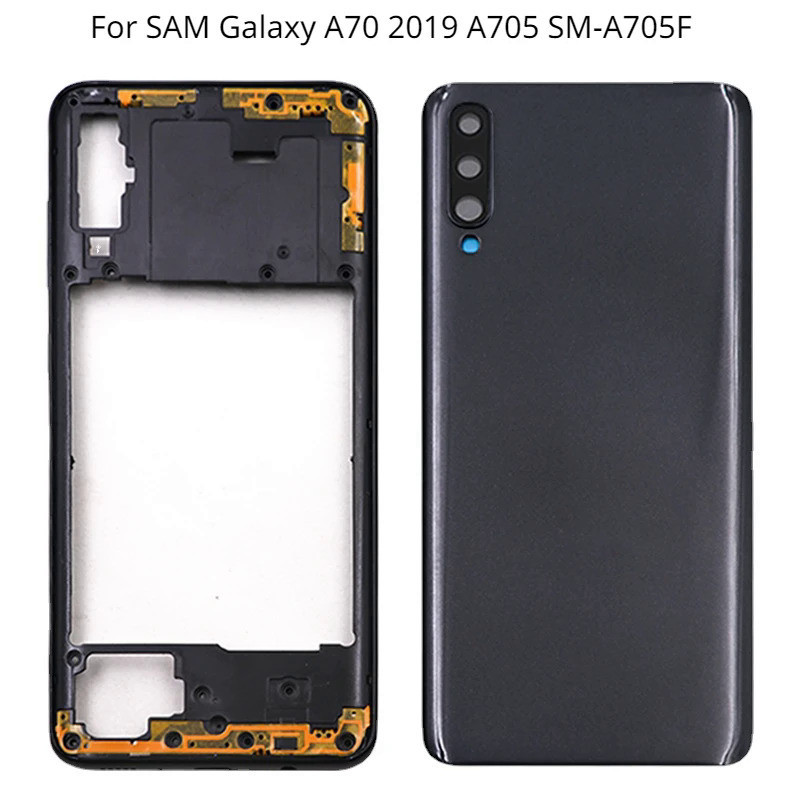 適用於 SAM Galaxy A70 2019 A705 SM-A705F 中框板擋板 A70 電池後蓋後門帶相機鏡頭更