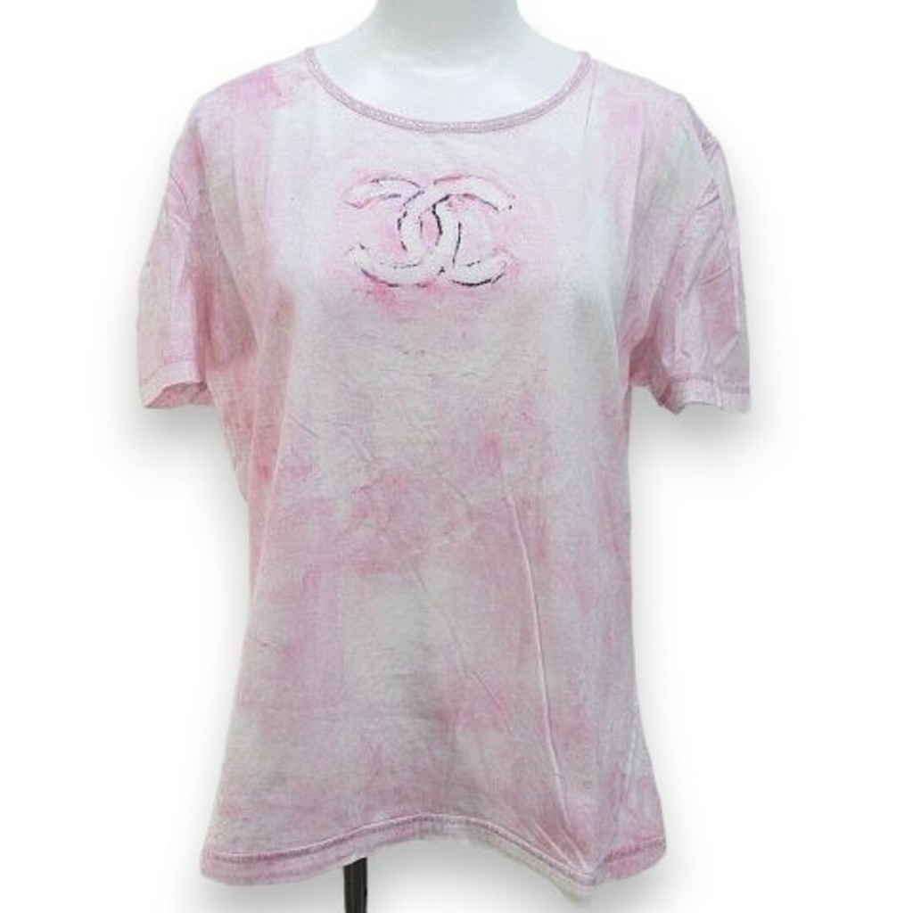 CHANEL 香奈兒針織上衣雙c標誌粉紅色 日本直送 二手