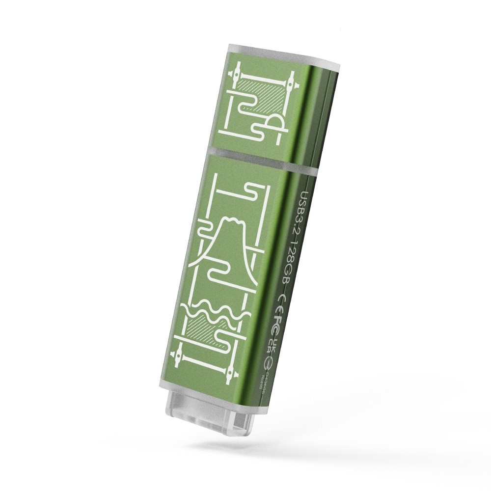 【TCELL 冠元】x 老屋顏 獨家聯名款 USB3.2 Gen1 128GB 台灣經典鐵窗花隨身碟｜山光水色綠