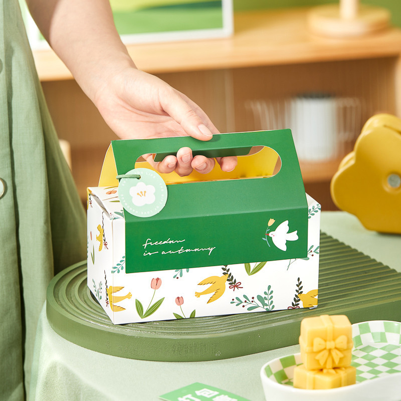 【現貨】【蛋黃酥包裝盒】綠豆糕 包裝盒 手提 糖果點心 蛋黃酥 雪媚娘 雪花酥 磅蛋糕 餅乾 打包盒