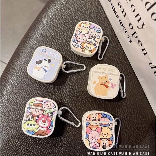 A卡通可愛 維尼熊 帕恰狗 三眼仔 貼皮軟殼 Airpods3保護套 Airpods pro保護套 1/2代蘋果藍芽耳機