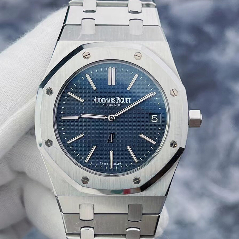 Apwatch⌚️ Swiss Watch皇家橡樹系列15202ST藍色錶盤精鋼自動機械錶男39mm