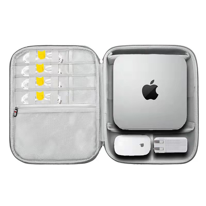 Mac Studio收納包mini主機硬殼保護盒適用蘋果充電器滑鼠電源線