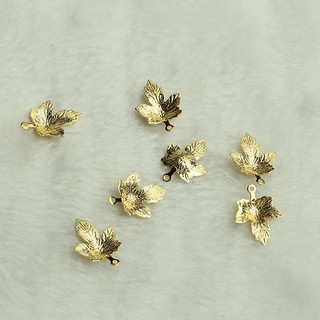 TL-(20pcs)-14k包金保色楓葉吊墜diy手工飾品配件金色項鍊手鏈樹葉片小掛件