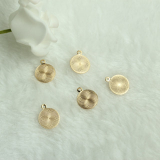TL-(10pcs)-14k包金保色批花圓形吊墜diy手工飾品配件金色項鍊手鏈製作吊牌