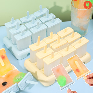易脫模 9 格廚房冰箱冰淇淋製作模具 - 夏季可重複使用 PP 塑膠冰棒模具
