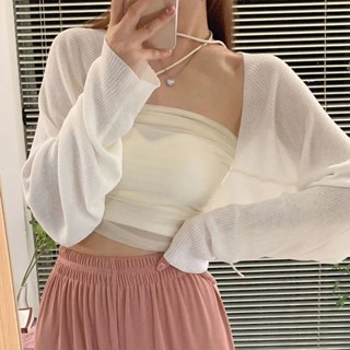 【HOT 本舖】 春夏防曬衫外搭寬鬆韓版空調衫燈籠袖女披肩外套沙灘衣針織開衫薄
