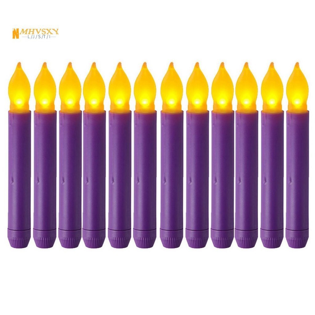 仿真無焰led蠟燭燈長桿撕裂蠟燭生日七彩黃色閃光裝飾燈易於安裝紫色