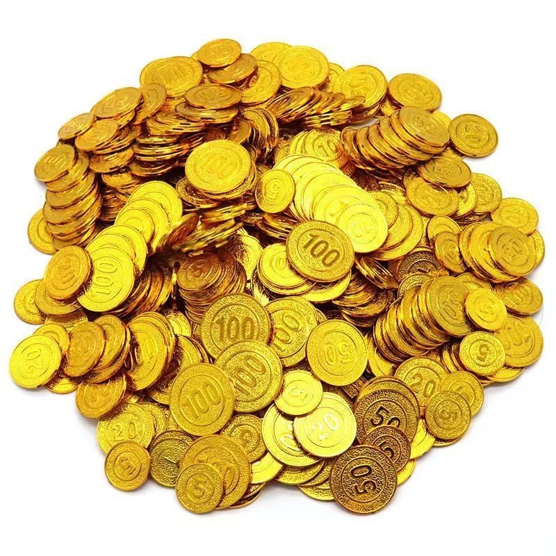暢銷海盜金幣玩具100兒童獎勵道具硬幣仿真金幣鍍金桌遊戲玩具籌碼幣