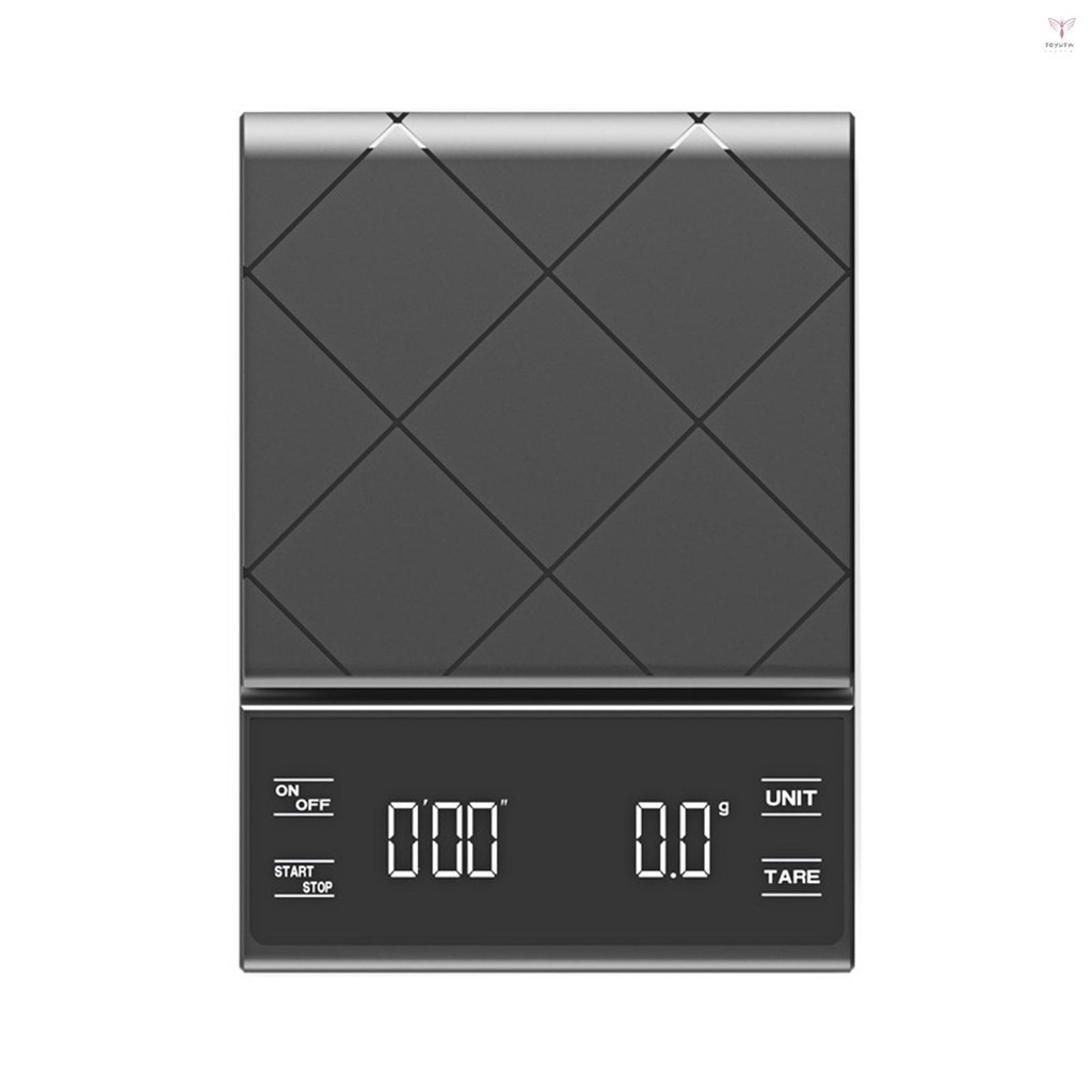 帶定時器的咖啡秤數字廚房秤 LED 顯示皮重功能 3000g/ 0.1g 便攜式電子秤克和盎司用於倒入烹飪烘焙