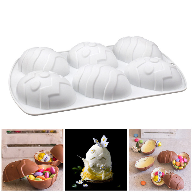 Lrm 三維復活節驚喜蛋兔造型巧克力矽膠模具 DIY烤盤糕點軟糖肥皂蛋糕模具