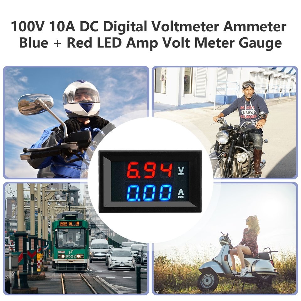 100v 10A DC 數字電壓表電流表藍色 + 紅色 LED 安培電壓表