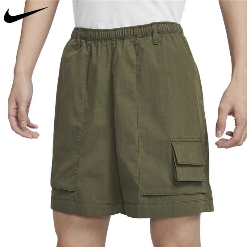 Nike男子刺繡logo短褲軍綠色復古工裝短褲 FN3217-325