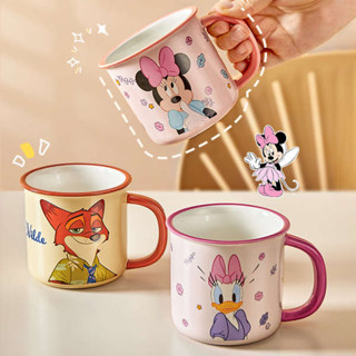 迪士尼兒童杯子家用喝水杯寶寶卡通可愛牛奶杯女生陶瓷馬克杯情侶