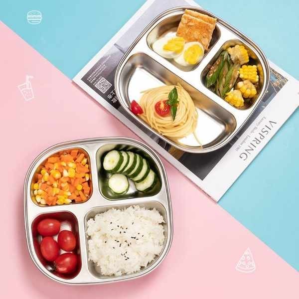 日本便當盒 玻璃便當盒 減肥碗分格餐盤大人專用餐具一人食304不銹鋼嬰兒童卡通防摔飯盒