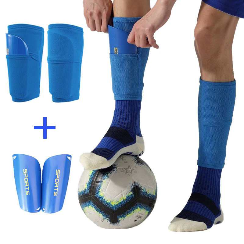 一套足球護腿成人兒童襪子帶口袋專業盾牌護腿護腿套袖防護裝備
