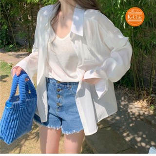 【K-Chic】外穿 薄款 防曬襯衣 垂感天絲棉 襯衫 女薄款 春夏 韓版 寬鬆 長袖 上衣 洋氣 大碼女裝