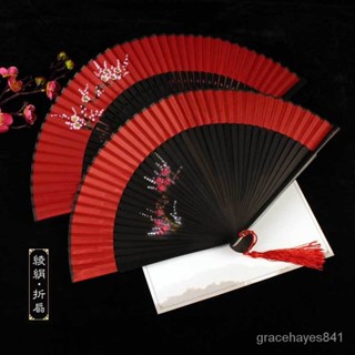 【臺灣出貨+統編】【超6韆迴頭客】古風扇子摺扇中國風兒童跳舞蹈女士紅色古典漢服旂袍折疊僊女扇子