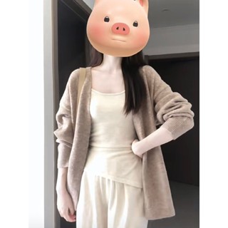 【HOT 本舖】 慵懶奶咖~！溫柔風長袖針織衫寬鬆中長款披肩開衫綿羊絨上衣