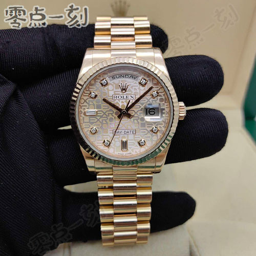 Rolex 勞力士星期日曆型18K玫瑰金自動機械手錶男118235