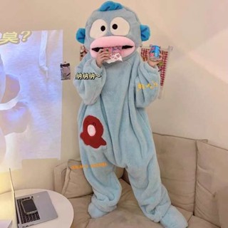 漢頓 漢頓睡衣 人魚漢頓 漢頓醜魚連身睡衣女珊瑚絨加厚保暖秋冬季卡通搞怪情侶睡袍長款男