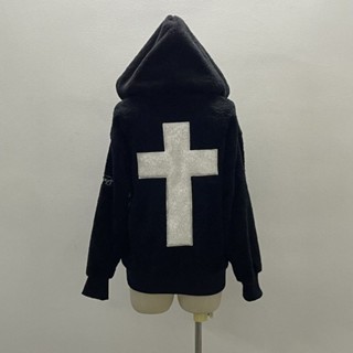 【特惠免運】上衣 衣服 辣妹衣 美式復古Vintage古著亞文化朋克刺繡十字架秋冬開衫連帽衛衣外套