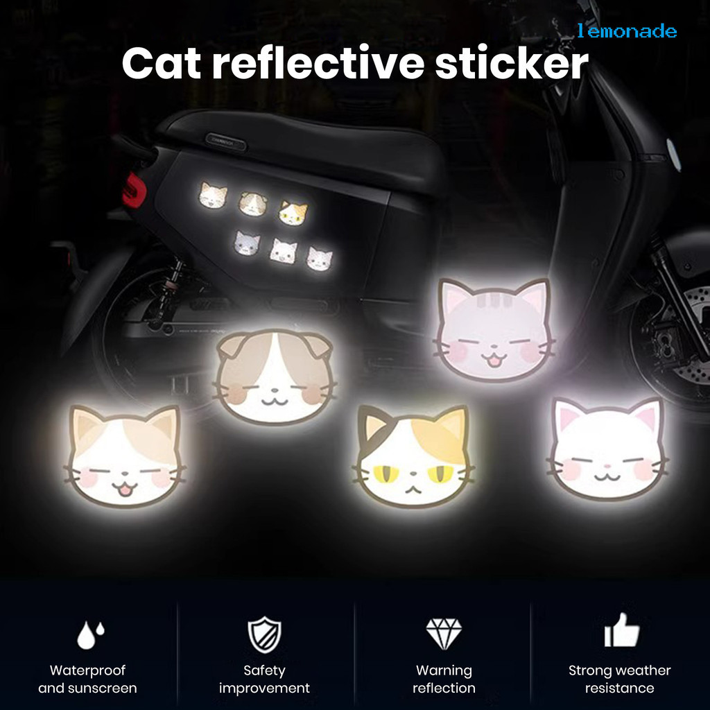 【戶外用品】貓咪卡通反光貼電動車裝飾創意個性DIY頭盔貼紙汽車貼紙劃痕遮擋
