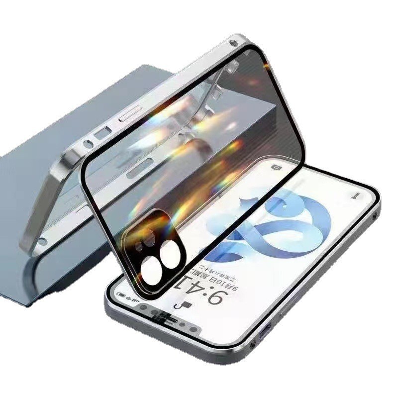 手機殼適用蘋果13/13Pro精孔雙面萬磁王  XR XSMAX護鏡磁吸玻璃殼