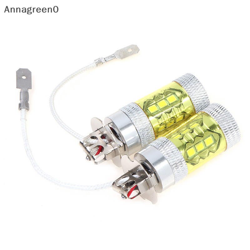 Anna 2 件 LED 霧燈 12-24V H3 80W 16 SMD LED 汽車霧燈黃色大功率 EN